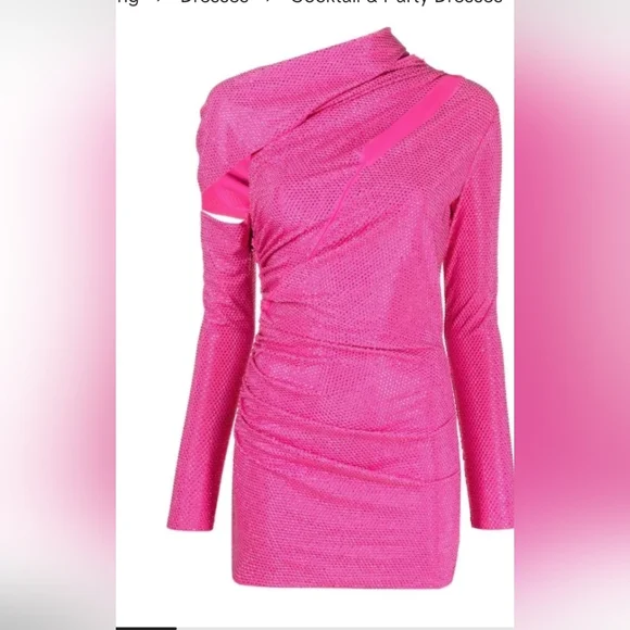 Cult Gaia Nicole Dress in Dragonfruit Cut Out Asymmetrical Mini Dress XS - Picture 3 of 16